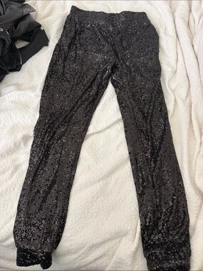 BB Dakota Black Sequin Jogger Pants